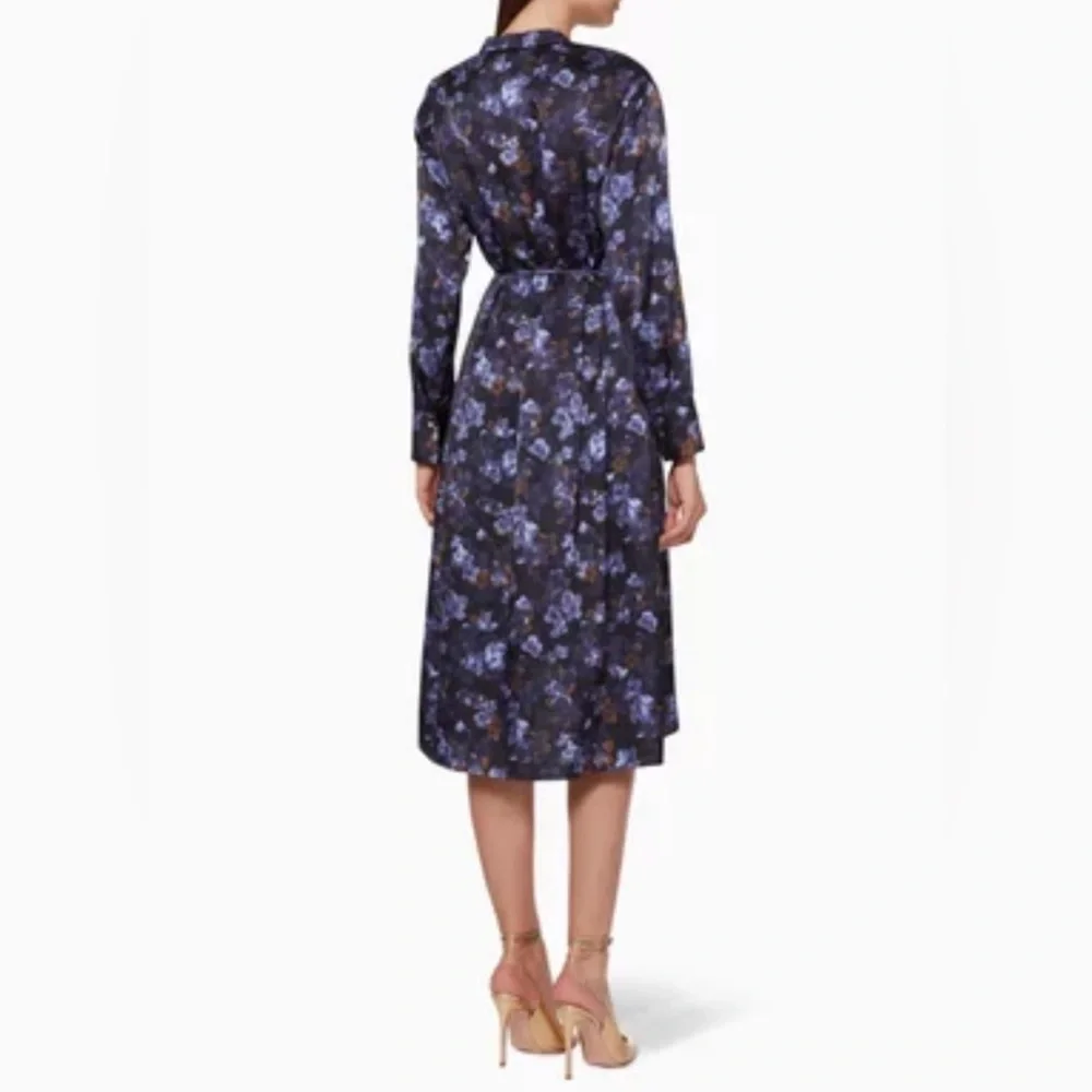 Vince Plumeria Blooms Hammered dress Small long sleeve midi Wedding Guest Floral - Picture 4 of 17